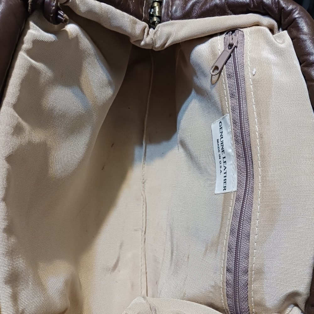 Vtg Leather Hinged Patchwork Shoulder Bag Multico… - image 7